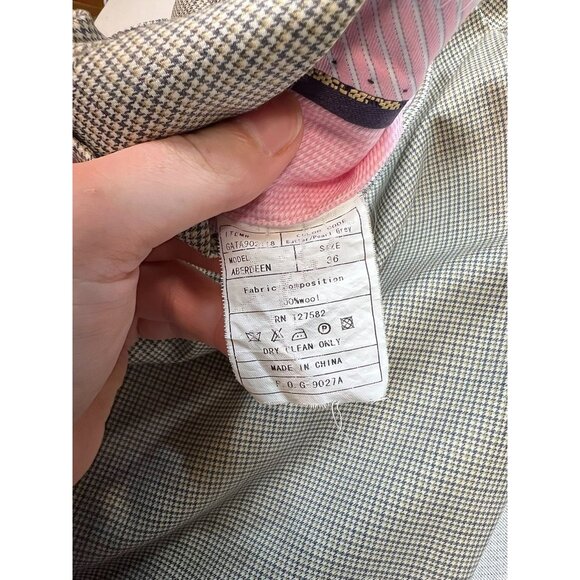 Ari8to Eighteen Mens Wool Pleated Dress Pants Cuffed Hem Sz 36 Beige Houndstooth - Picture 5 of 11